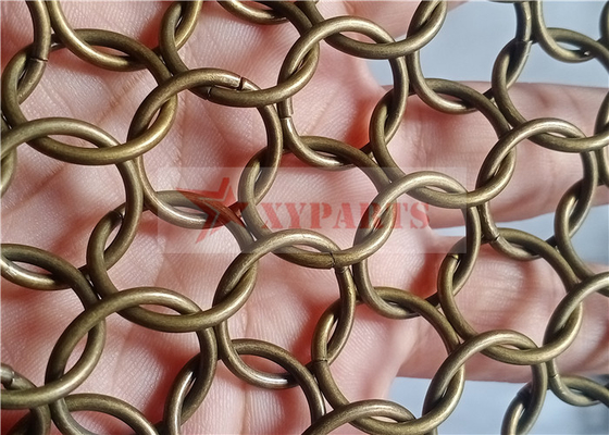 Cortina de malla de anillo de color bronce 1.5x15 mm para la construcción de tiendas