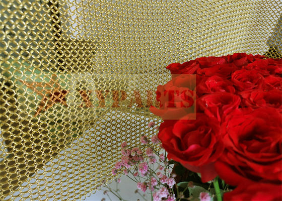 metal de oro Ring Mesh Curtain For Interior Partition del alambre de 1.2m m