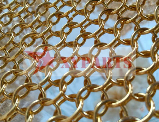 Cortina incombustible de Mesh Curtain Restaurant Partition Ring del metal con color oro