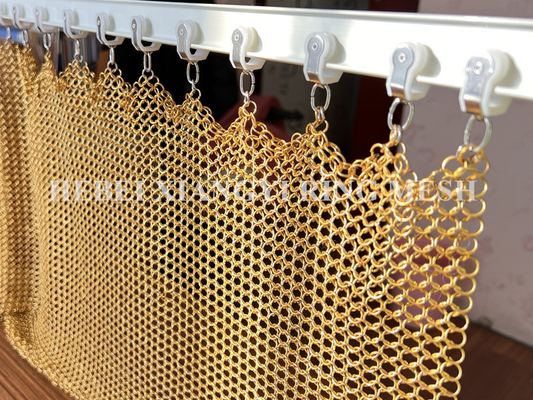 Color oro Wm Serie Chainmail Ring Mesh Curtain For Architectural Design