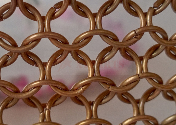 Cubierta de acero inoxidable del color de cobre 10m m Ring Mesh Curtain As Outer Facade