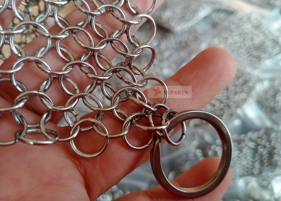 SS316L 10m m Ring Cast Iron Pan Chainmail 8&quot; X 6&quot; acero inoxidable del alto grado