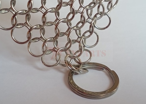 SS316L 10m m Ring Cast Iron Pan Chainmail 8&quot; X 6&quot; acero inoxidable del alto grado